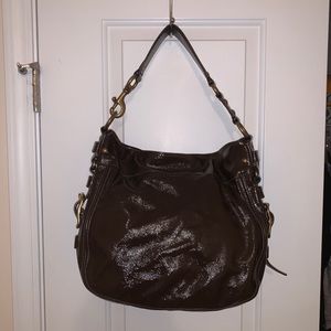 Brown Shiny Coach Hobo Bag